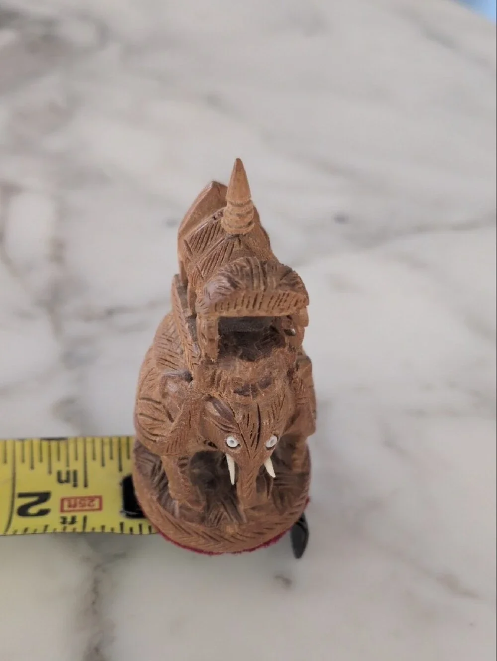 Hand-Carved Wooden Elephant Accent - Brown
